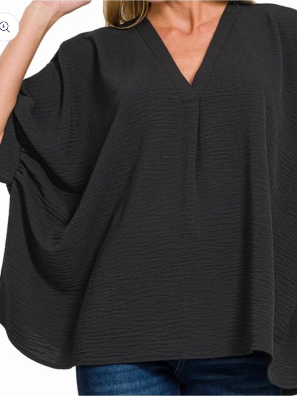 V-Neck Flowing Tunic Top in Black